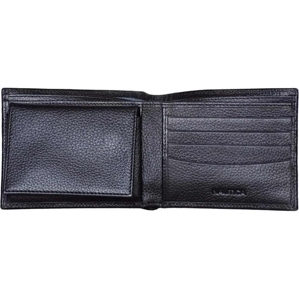 Men's J-Class - Black Bifold Leather Wallet RFID Blocking ID Window Card Slots